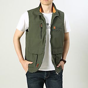 Men's Fishing Vest Outdoor Breathable Mesh Multi-Pockets Quick Dry Lightweight Vest / Gilet Autumn / Fall Winter Spring Fishing Photography Camping  Hiking Army Green Khaki Dark Blue / Cotton miniinthebox