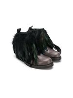 Andorine feather leather boots - Black