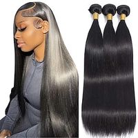 12A Grade Straight Human Hair Bundles 24 26 28 Inch Straight 3 Bundles Human Hair 100% Unprocessed Brazilian Virgin Human Hair Extensions For Women Lightinthebox - thumbnail