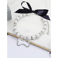Dog Cat Necklace Crystal  Rhinestone Bone Euramerican Sweet Party Outdoor Dog Clothes Puppy Clothes Dog Outfits Adjustable White Costume for Girl and Boy Dog PVC Plastic Lightinthebox - thumbnail
