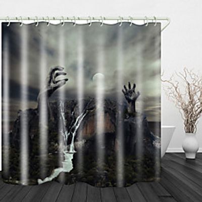 Halloween Gushan Stone Hand Digital Printing Shower Curtain English Green Leaf Digital Printing Shower Curtain Shower Curtains amp; Hooks Modern Polyester New Design miniinthebox