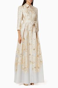 Metallic Organza Shirt Gown