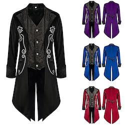 Punk Gothic Medieval Steampunk 17th Century Coat Cosplay Costume Tuxedo Tailcoat Gentleman Men's Jacquard Halloween Party / Evening Cocktail Party Renaissance Fair Coat Lightinthebox