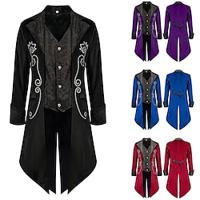 Punk Gothic Medieval Steampunk 17th Century Coat Cosplay Costume Tuxedo Tailcoat Gentleman Men's Jacquard Halloween Party / Evening Cocktail Party Renaissance Fair Coat Lightinthebox - thumbnail