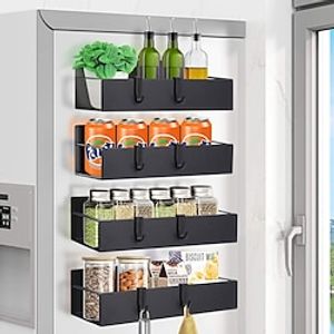 Magnetic Spice Rack Organizer for Refrigerator, Fridge Spice Rack, Kitchen Organizer and Storage, Magnetic Spice Shelf, Multi-Use Seasoning Organizer for Kitchen, Pantry Lightinthebox