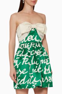 Macro Wording Satin Mini Dress