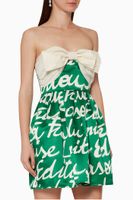 Macro Wording Satin Mini Dress - thumbnail