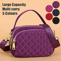 Women's Crossbody Bag Shoulder Bag Mobile Phone Bag Dome Bag Oxford Cloth Outdoor Daily Holiday Zipper Large Capacity Waterproof Lightweight Solid Color Quilted claret Deep Purple Black miniinthebox - thumbnail