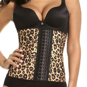 Women Sexy Leopard Print Latex Corset