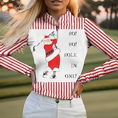Women's Polo Shirt Christmas Golf Shirt Breathable Quick Dry Moisture Wicking Long Sleeve Golf Apparel Golf Clothes Regular Fit 1/4 Zip Stand Collar Stripes Spring Autumn Tennis Golf Pickleball miniinthebox Women's Polo Shirt Christmas Golf Shirt Breathable Quick Dry Moisture Wicking Long Sleeve Golf Apparel Golf Clothes Regular Fit 1/4 Zip Stand Collar Stripes Spring Autumn Tennis Golf Pickleball miniinthebox
