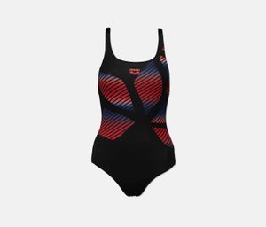 Womens Spider Placed One Piece Swimsuit  Black/Red