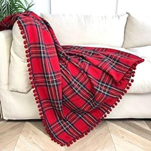 Christmas Day Nordic Style Knitted  Fleece Blanket for Sofa Bed Travel | Red Black Tartan Plaid Pattern Checkered Home Decor Decorative Throw Blankets | Warm Cozy Christmas Blanket | Lightinthebox