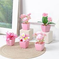 5pcs/set Pink Artificial Plant Pot Set: Stylish and Vibrant Faux Plants Perfect for Adding a Pop of Color to Your Space Lightinthebox