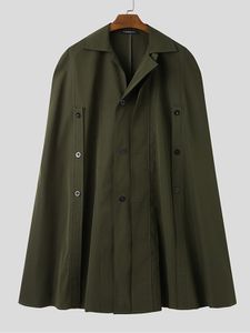INCERUN Men Fashion Casual Single Breasted Lapel Collar Cloak Cape Coat