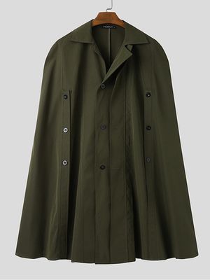 INCERUN Men Fashion Casual Single Breasted Lapel Collar Cloak Cape Coat