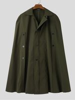 INCERUN Men Fashion Casual Single Breasted Lapel Collar Cloak Cape Coat - thumbnail