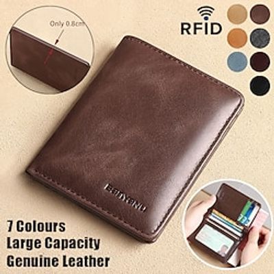 Men's Wallet Credit Card Holder Wallet Leather Outdoor Shopping Daily Large Capacity Waterproof Lightweight Solid Color Black (oil wax first layer cowhide) anti-theft brush Black (vegetable tanned miniinthebox Men's Wallet Credit Card Holder Wallet Leather Outdoor Shopping Daily Large Capacity Waterproof Lightweight Solid Color Black (oil wax first layer cowhide) anti-theft brush Black (vegetable tanned miniinthebox