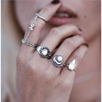 5 Pcs Moon Opal Ring Set