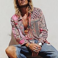 Men's Shirt Other Prints Graphic Long Sleeve Daily Tops Basic Blushing Pink miniinthebox - thumbnail