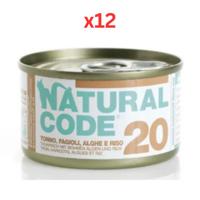 Natural Code Tuna Beans & Seaweeds Cooking Water Wet Cat Food 85G (Pack of 12)
