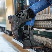 Women's Boots Outdoor Daily Snow Boots Mid Calf Boots Winter Lace-up Flat Heel Round Toe Casual Faux Leather Zipper Purple Khaki Blue Lightinthebox Women's Boots Outdoor Daily Snow Boots Mid Calf Boots Winter Lace-up Flat Heel Round Toe Casual Faux Leather Zipper Purple Khaki Blue Lightinthebox
