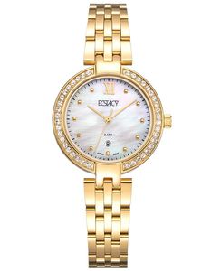 Ecstacy Women's Analog White Mop Dial Watch - E8516-GBGM