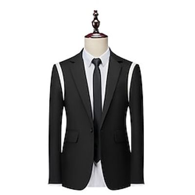 Men's Business Blazer Jacket Regular Slim Fit Patchwork Single Breasted One-button Black White Blue Green khaki Grey 2023 Lightinthebox