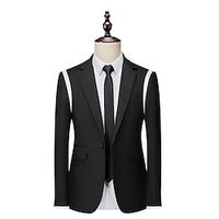 Men's Business Blazer Jacket Regular Slim Fit Patchwork Single Breasted One-button Black White Blue Green khaki Grey 2023 Lightinthebox - thumbnail