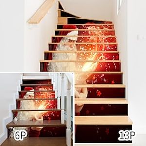 613pcs Christmas Decor Stair Risers Stickers - Removable Stair Stickers Wall Murals- Peel Off  Stick Stair Stickers for Home Decor Lightinthebox