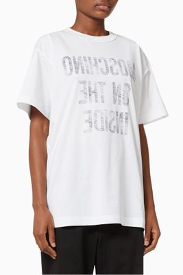 Inside Out Slogan Oversized T-shirt in Cotton Inside Out Slogan Oversized T-shirt in Cotton