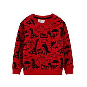 Kids Boys' Hoodie  Sweatshirt Long Sleeve Dinosaur Animal Print Red Children Tops Fall Basic Regular Fit 3-8 Years Lightinthebox