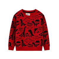 Kids Boys' Hoodie  Sweatshirt Long Sleeve Dinosaur Animal Print Red Children Tops Fall Basic Regular Fit 3-8 Years Lightinthebox - thumbnail