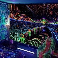 Blacklight UV ReacTapestry Wall Hanging Magic Color Hanging Cloth Home Decoration Background Cloth 230180CM miniinthebox - thumbnail