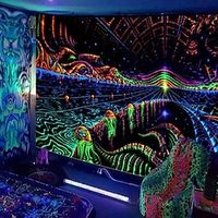 Blacklight UV ReacTapestry Wall Hanging Magic Color Hanging Cloth Home Decoration Background Cloth 230180CM miniinthebox - thumbnail