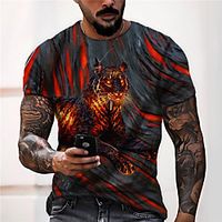 Men's Unisex T shirt 3D Print Leopard Graphic Prints Animal Crew Neck Daily Holiday Print Short Sleeve Tops Casual Designer Big and Tall Blue Lightinthebox - thumbnail