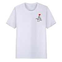 Men's Unisex Tee T shirt Hot Stamping Graphic Prints Hand Letter Plus Size Print Short Sleeve Casual Tops Cotton Basic Fashion Designer Big and Tall White Black Lightinthebox - thumbnail