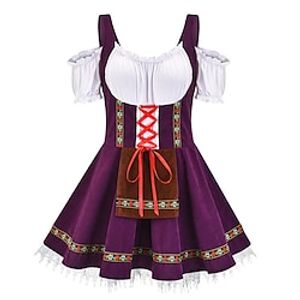 Carnival Oktoberfest Beer Costume Dress Dirndl Trachtenkleider Oktoberfest  Beer Dresses Cosplay Bavarian Wiesn Women's Traditional Style Cloth Dress Apron Lightinthebox