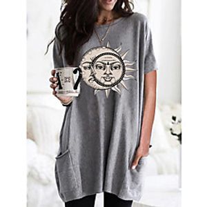 Women's T shirt Dress Graphic Round Neck Tops Basic Basic Top Black Wine Army Green miniinthebox