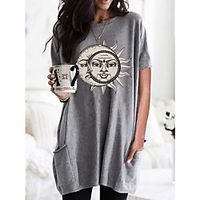 Women's T shirt Dress Graphic Round Neck Tops Basic Basic Top Black Wine Army Green miniinthebox - thumbnail