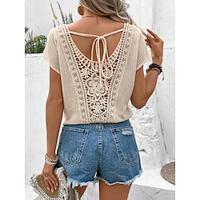 Women's Blouse Lace White Short Sleeve Bohemia Casual V Neck Summer Lightinthebox