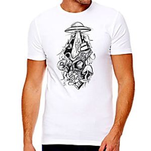 Men's Unisex Tee T shirt Hot Stamping Graphic Prints UFO Plus Size Print Short Sleeve Casual Tops Cotton Basic Designer Big and Tall White miniinthebox