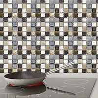 10pcs Mosaic Wall Panel Peel Stick Self Adhesive Tile Stickers, Kitchen Bathroom Retro Vinyl Tile Sticker Waterproof Peel And Stick 3D Mural Wall Stickers, Home Decor Decals 10x10cm/3.94''x3.94'' miniinthebox - thumbnail