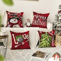 Christmas Snowman Pillow Cover 4PC Soft Decorative Square Cushion Case Pillowcase for BedroomLivingroom Sofa Couch Chair miniinthebox - thumbnail