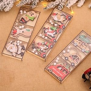 Christmas Decorations Cartoon Santa Combination Pendant Wooden Car Christmas Tree Decoration Accessories. Lightinthebox