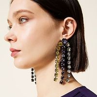 Women's Drop Earrings Tassel Fringe Precious Statement Colorful Imitation Diamond Earrings Jewelry Dark Purple For Party Club 1 Pair Lightinthebox