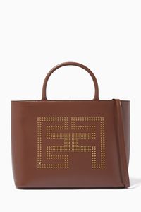Studded Logo Shopper Bag in Faux Leather
