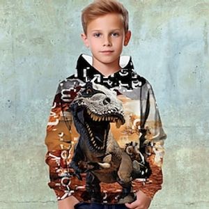 Boys 3D Dinosaur Hoodie Pullover Long Sleeve 3D Print Fall Winter Fashion Streetwear Cool Polyester Kids 3-12 Years Outdoor Casual Daily Regular Fit Lightinthebox