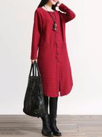 Casual Women Solid Embossing Long Coat