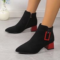Women's Boots Suede Shoes Plus Size Outdoor Daily Booties Ankle Boots Block Heel Chunky Heel Pointed Toe Elegant Plush Casual Faux Suede Zipper Black Khaki miniinthebox