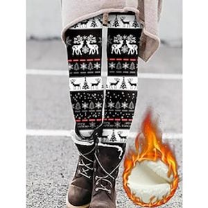 Women's Fleece Lined Leggings Full Length Winter Leggings High Waist Active Streetwear Christmas Vacation Black White S M Fall  Winter Lightinthebox